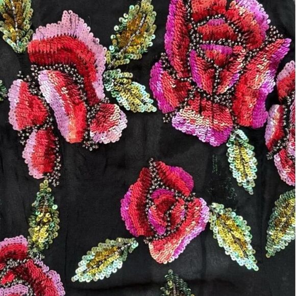 BOSTON PROPER 100% SILK SEQUIN ROSE TANK - Picture 3 of 6